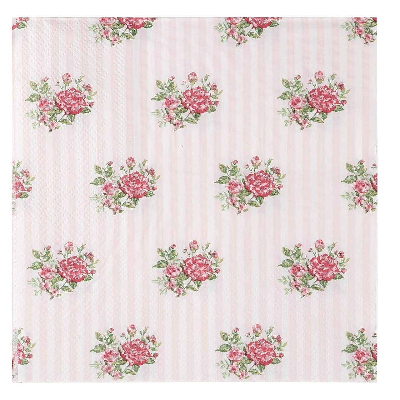 Floral Paper Napkins, Vintage Pink Roses Party Napkins (6.5 Inches, 100 Pack)